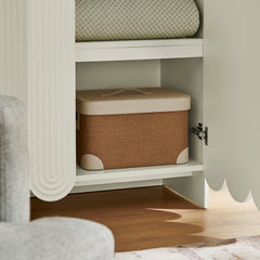 Dahlia White 78 Inch Fluted and Scalloped Arched Storage Cabinet - Ornate Home