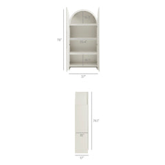Dahlia White 78 Inch Fluted and Scalloped Arched Storage Cabinet - Ornate Home