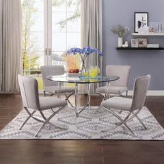 Daire Neutral Velvet/Chrome Side Chair (Set of 2) - Ornate Home