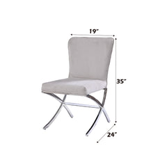 Daire Neutral Velvet/Chrome Side Chair (Set of 2) - Ornate Home