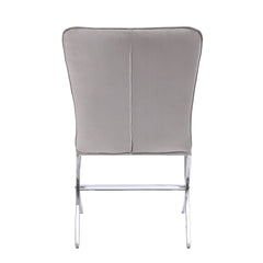 Daire Neutral Velvet/Chrome Side Chair (Set of 2) - Ornate Home