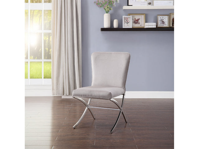 Daire Neutral Velvet/Chrome Side Chair (Set of 2) - Ornate Home