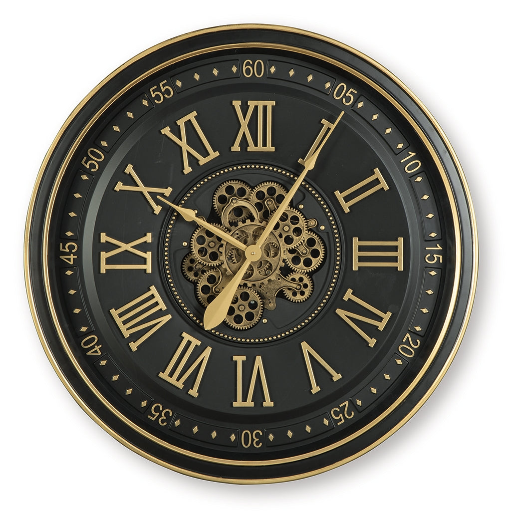 Dairton Black/Gold Finish Wall Clock - Ornate Home