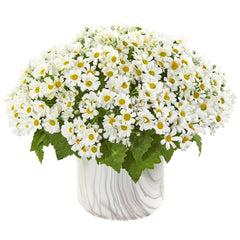 Daisy Artificial Arrangement in Marble Finished Vase - Ornate Home