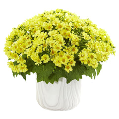 Daisy Artificial Arrangement in Marble Finished Vase - Ornate Home