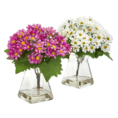 Daisy Artificial Arrangement in Vase (Set of 2) - Ornate Home