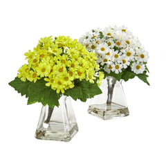 Daisy Artificial Arrangement in Vase (Set of 2) - Ornate Home