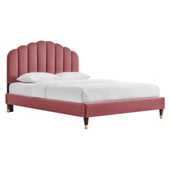 Daisy Dusty Rose Performance Velvet Queen Platform Bed - Ornate Home