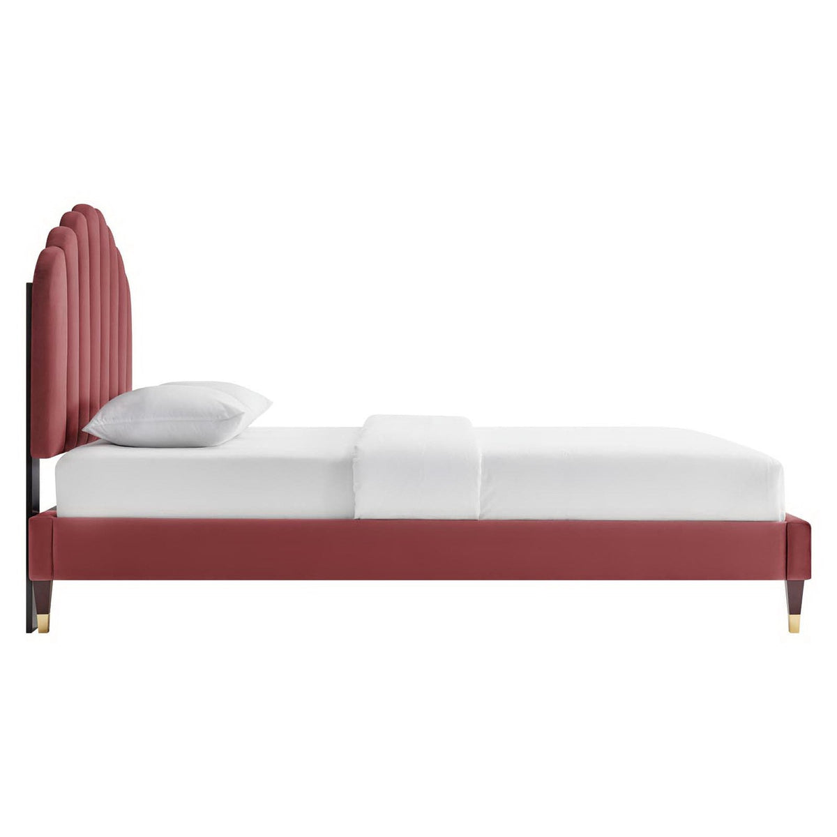 Daisy Dusty Rose Performance Velvet Queen Platform Bed - Ornate Home