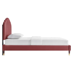 Daisy Dusty Rose Performance Velvet Queen Platform Bed - Ornate Home