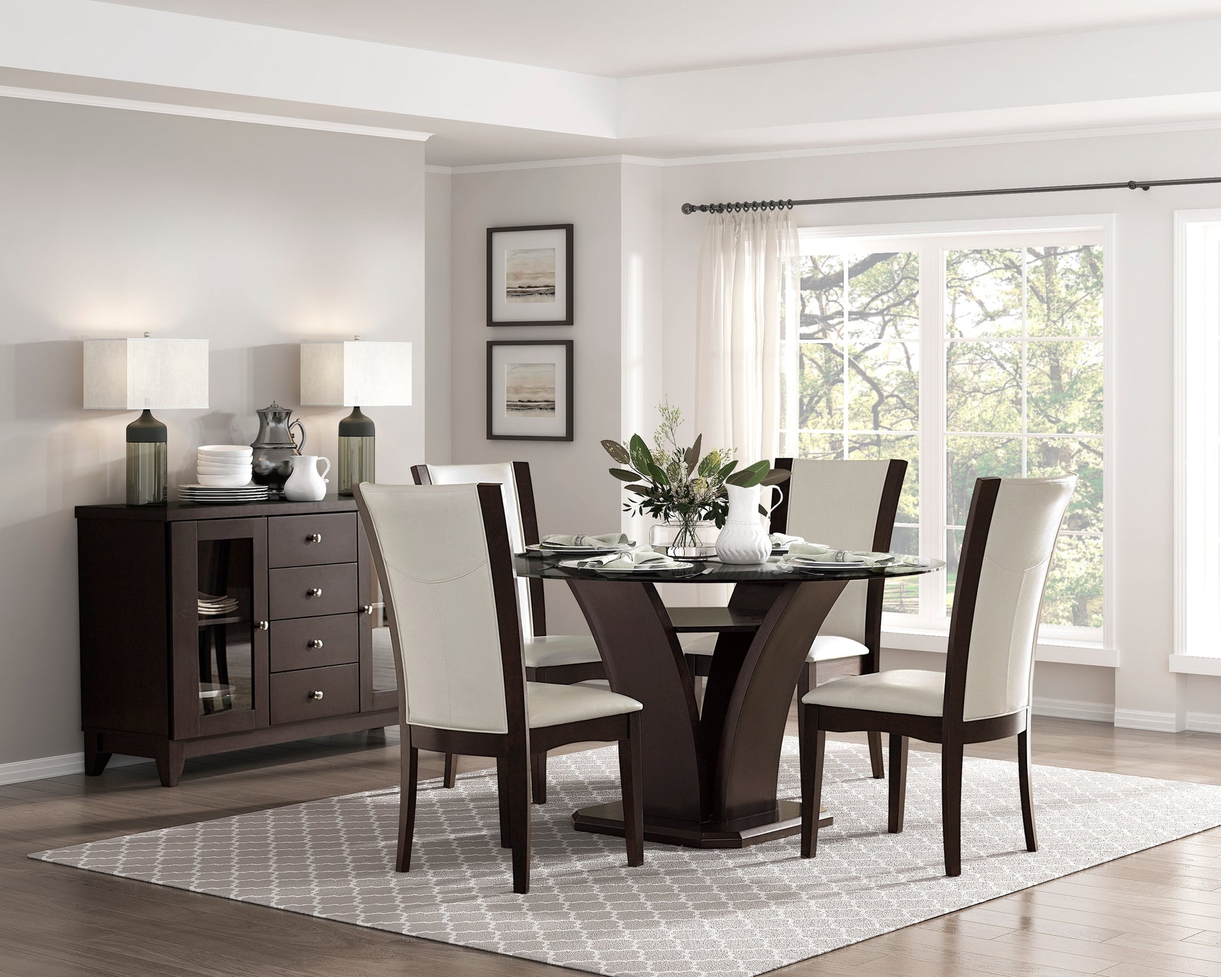 Daisy Espresso Round Dining Table - Ornate Home