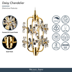 Daisy Gold 20" Crystal LED Chandelier - Ornate Home