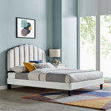 Daisy Light Gray Performance Velvet Full Platform Bed - Ornate Home