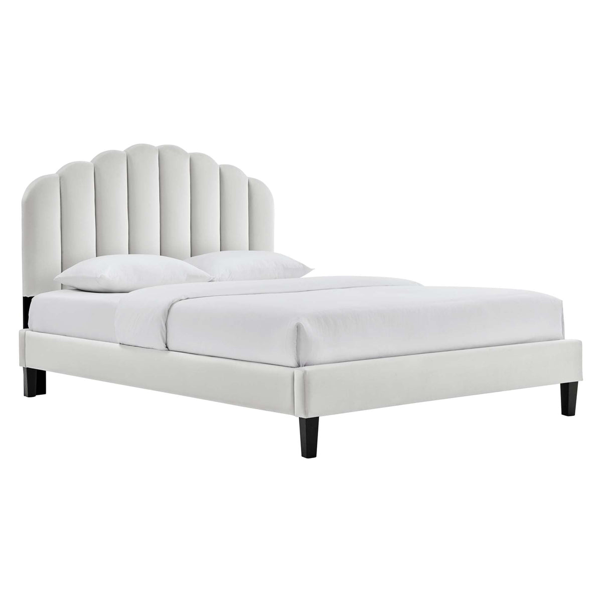 Daisy Light Gray Performance Velvet Full Platform Bed - Ornate Home