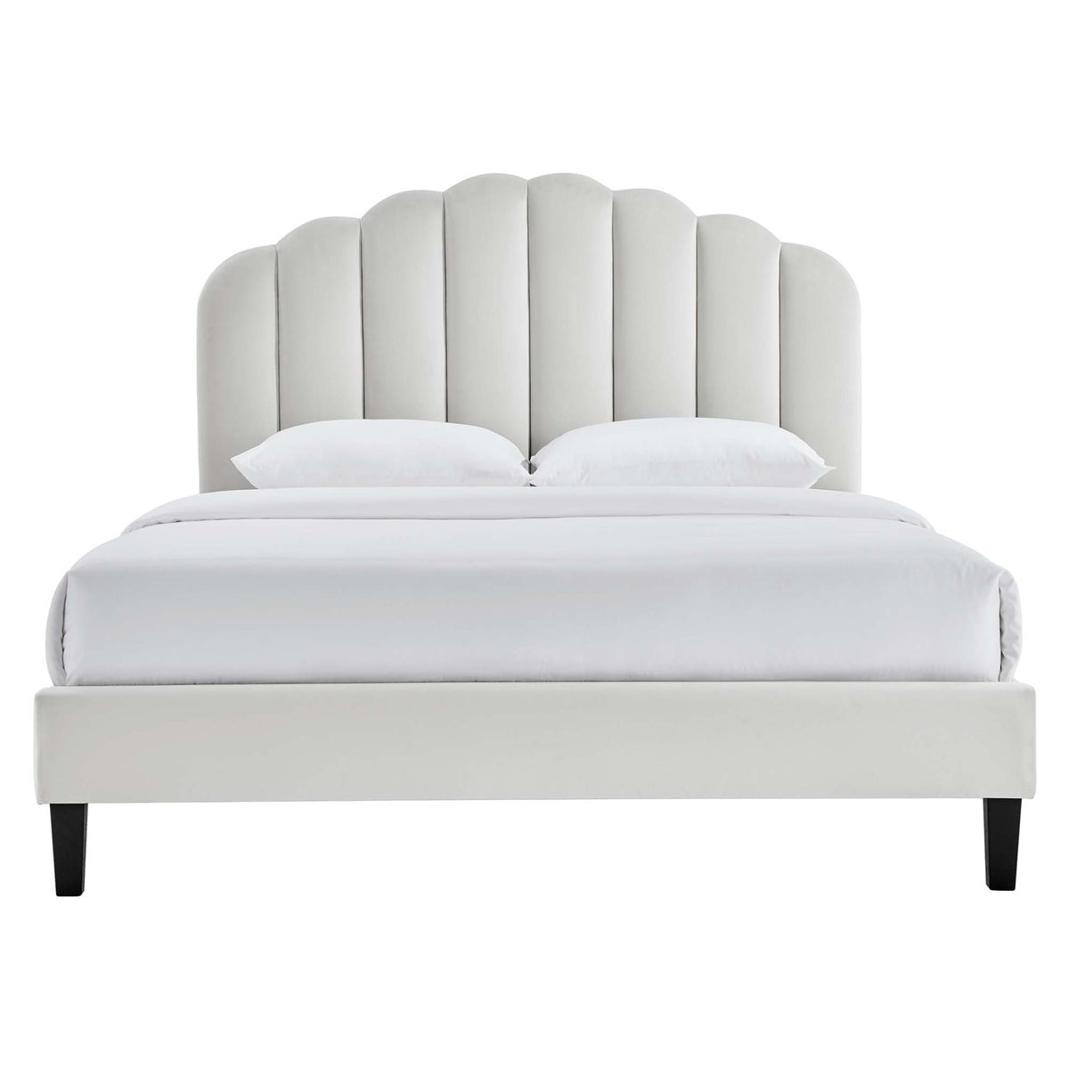 Daisy Light Gray Performance Velvet Full Platform Bed - Ornate Home
