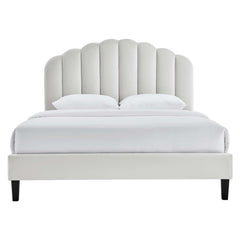 Daisy Light Gray Performance Velvet Full Platform Bed - Ornate Home