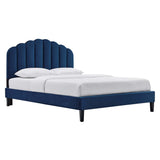 Daisy Navy Performance Velvet Full Platform Bed - Ornate Home