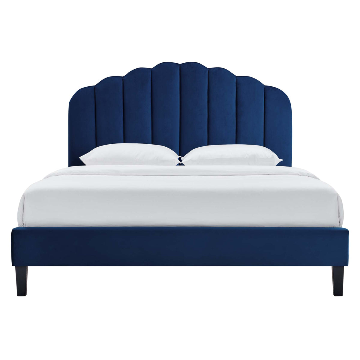Daisy Navy Performance Velvet Full Platform Bed - Ornate Home