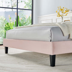 Daisy Pink Performance Velvet Full Platform Bed - Ornate Home