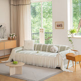 Daisy Striped Sofa Cover with Sheer Ruffle Skirt, Floral Soft Slipcover Blanket - Ornate Home