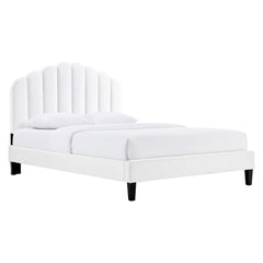 Daisy White Performance Velvet Full Platform Bed - Ornate Home