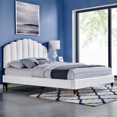Daisy White Performance Velvet Queen Platform Bed - Ornate Home