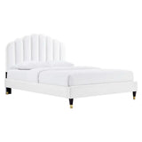 Daisy White Performance Velvet Queen Platform Bed - Ornate Home