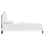 Daisy White Performance Velvet Queen Platform Bed - Ornate Home