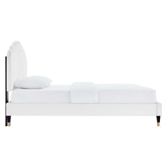 Daisy White Performance Velvet Queen Platform Bed - Ornate Home