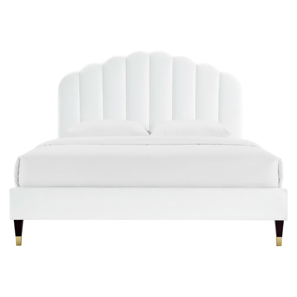 Daisy White Performance Velvet Queen Platform Bed - Ornate Home