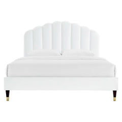 Daisy White Performance Velvet Queen Platform Bed - Ornate Home