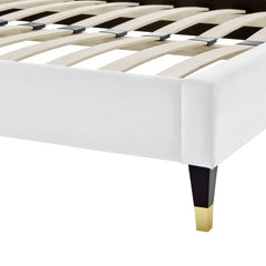 Daisy White Performance Velvet Queen Platform Bed - Ornate Home