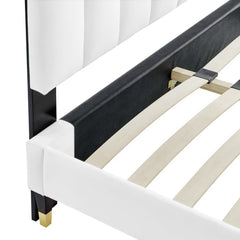 Daisy White Performance Velvet Queen Platform Bed - Ornate Home
