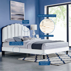 Daisy White Performance Velvet Twin Platform Bed - Ornate Home