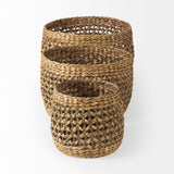 Dakota Medium Brown Seagrass Round Basket (Set of 3) - Ornate Home