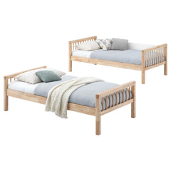 Dakota Natural Wood Twin Over Twin Bunk Bed - Ornate Home