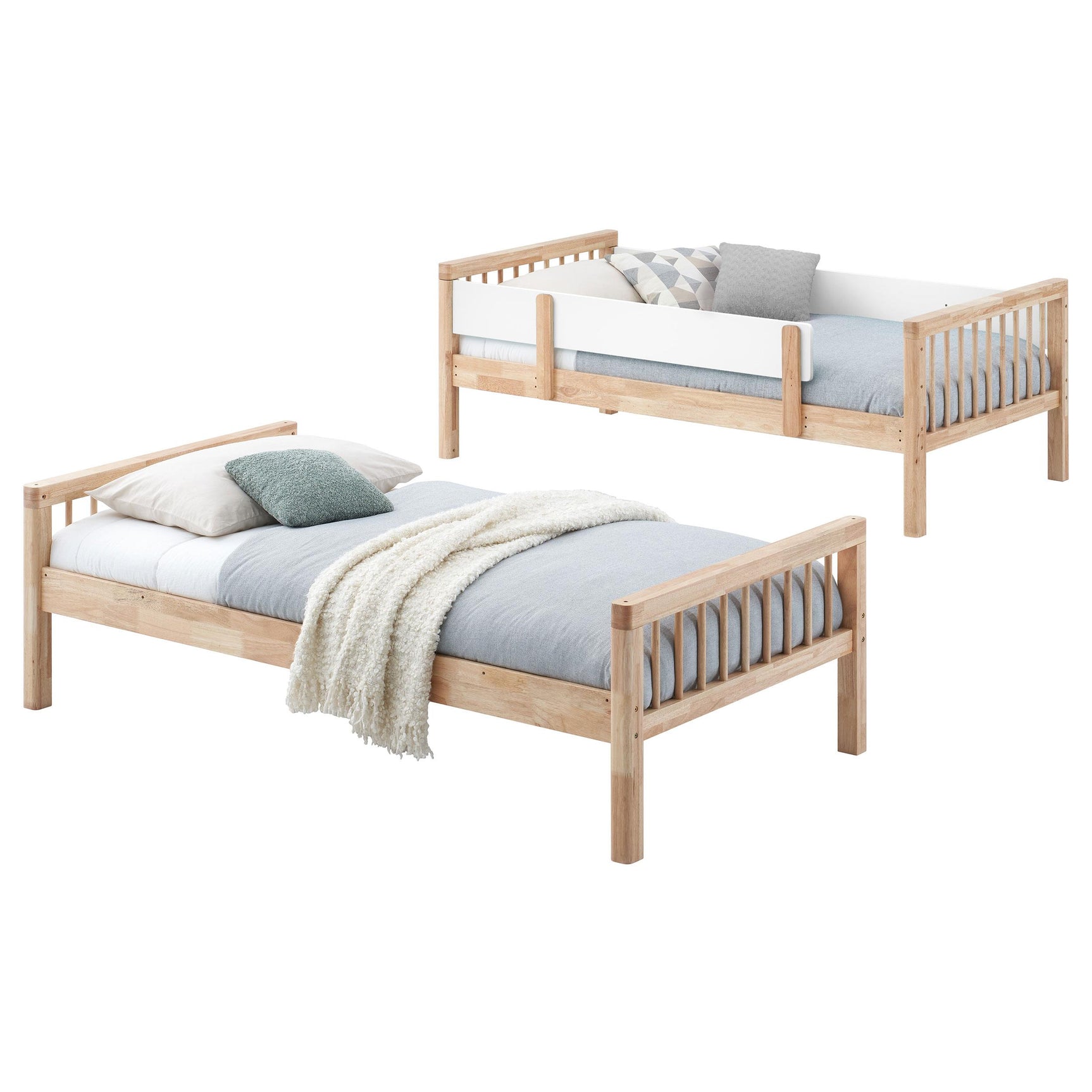 Dakota Natural Wood Twin Over Twin Bunk Bed - Ornate Home