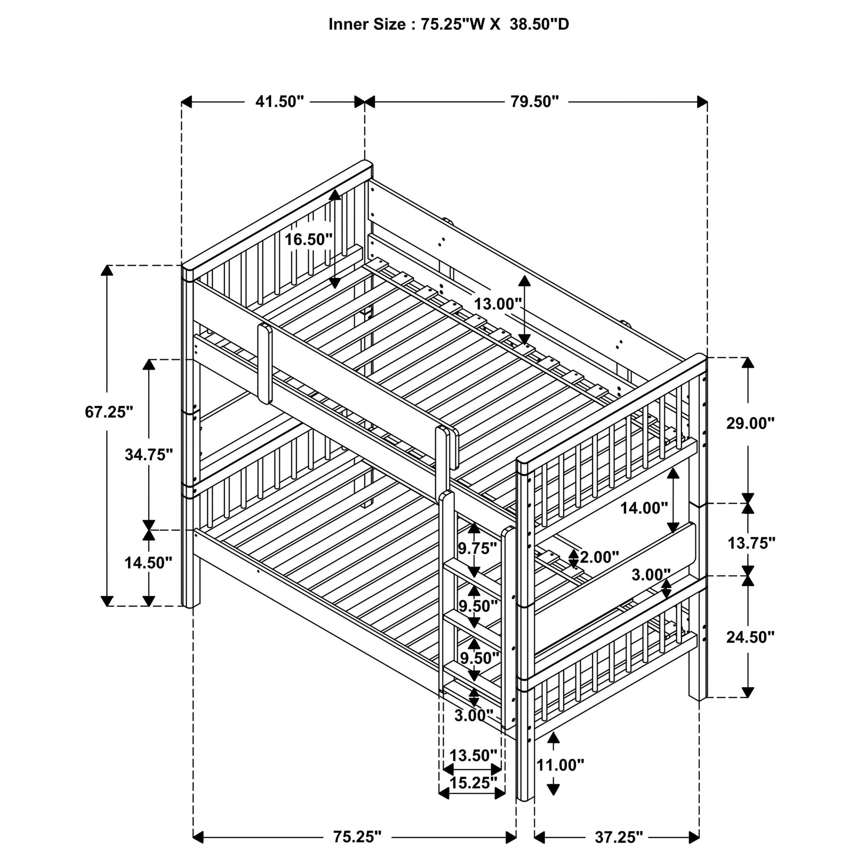 Dakota Natural Wood Twin Over Twin Bunk Bed - Ornate Home