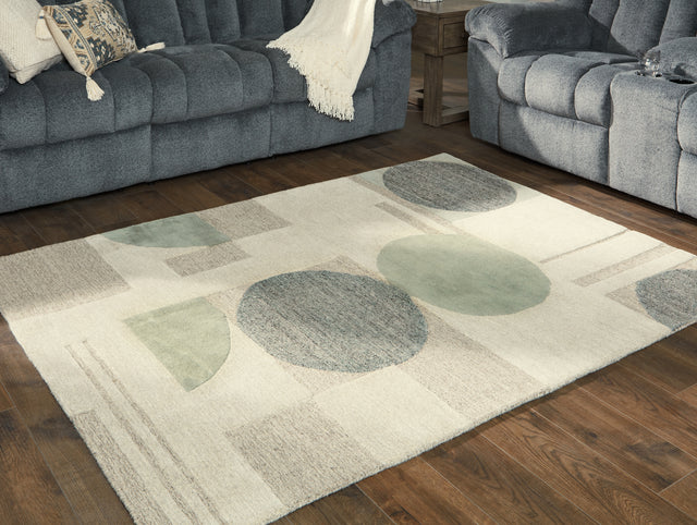 Dallane Linen/Blue/Green 5' x 7' Rug - Ornate Home
