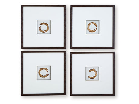 Dallbourne White/Gold Wall Art Set (Set of 4) - Ornate Home