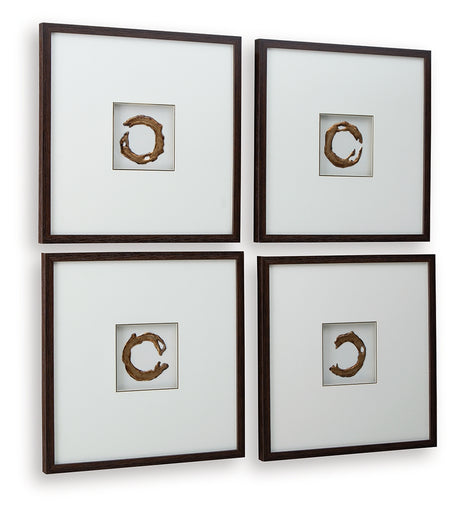 Dallbourne White/Gold Wall Art Set (Set of 4) - Ornate Home