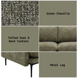Dalton Green Sofa w/2 Pillows - Ornate Home