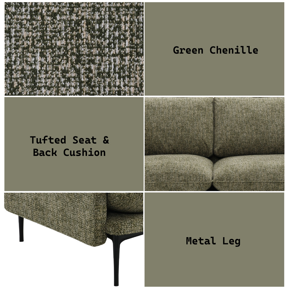 Dalton Green Sofa w/2 Pillows - Ornate Home