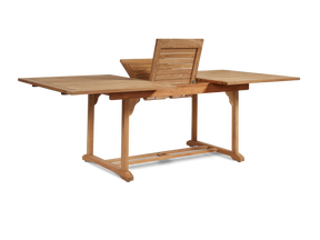 Dalton Rectangular Teak Outdoor Dining Table with Built-In Extension and Umbrella Hole - Ornate Home