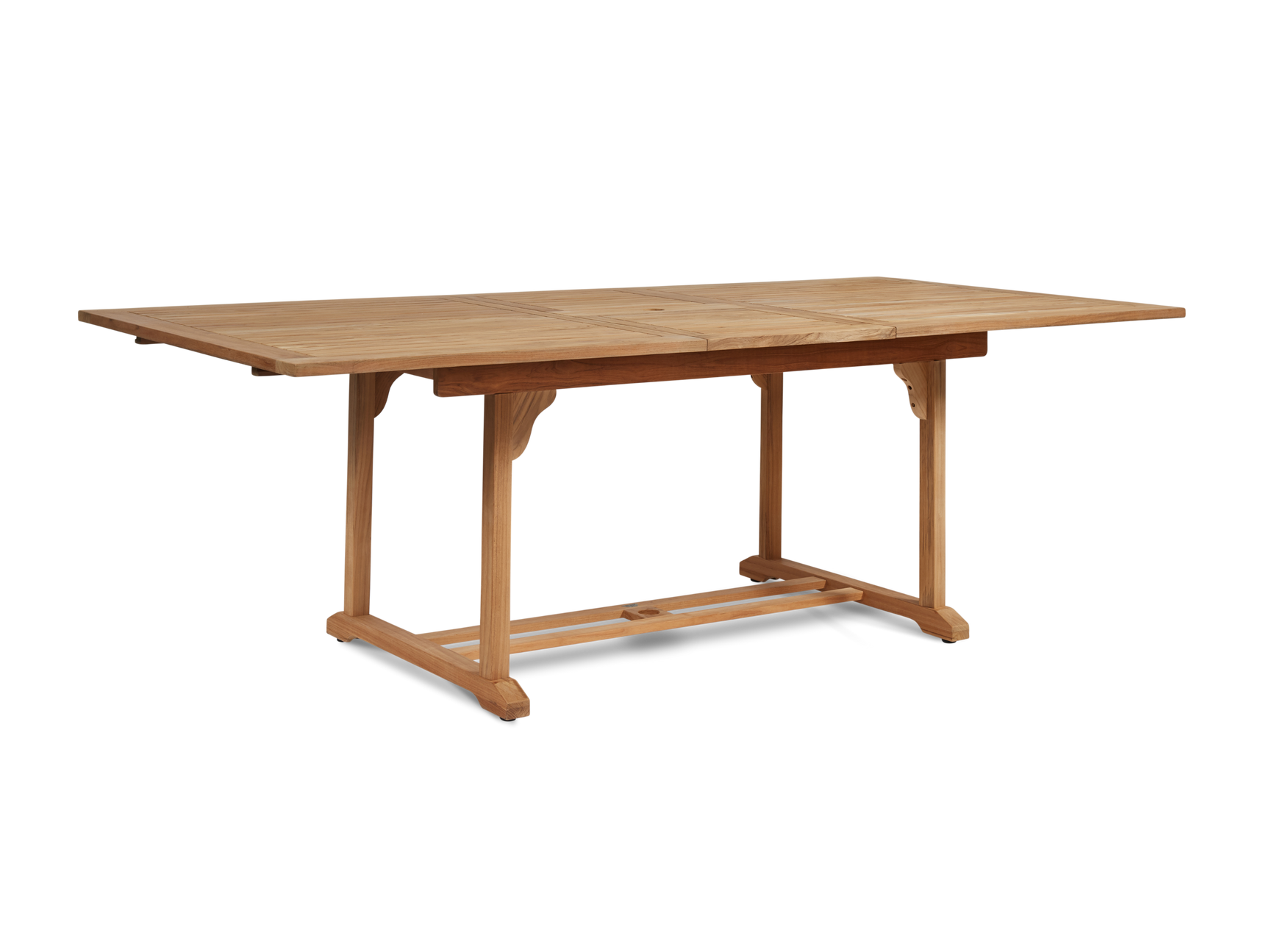 Dalton Rectangular Teak Outdoor Dining Table with Built-In Extension and Umbrella Hole - Ornate Home