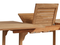 Dalton Rectangular Teak Outdoor Dining Table with Built-In Extension and Umbrella Hole - Ornate Home
