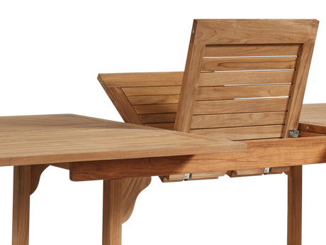 Dalton Rectangular Teak Outdoor Dining Table with Built-In Extension and Umbrella Hole - Ornate Home