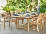 Dalton Rectangular Teak Outdoor Dining Table with Built-In Extension and Umbrella Hole - Ornate Home
