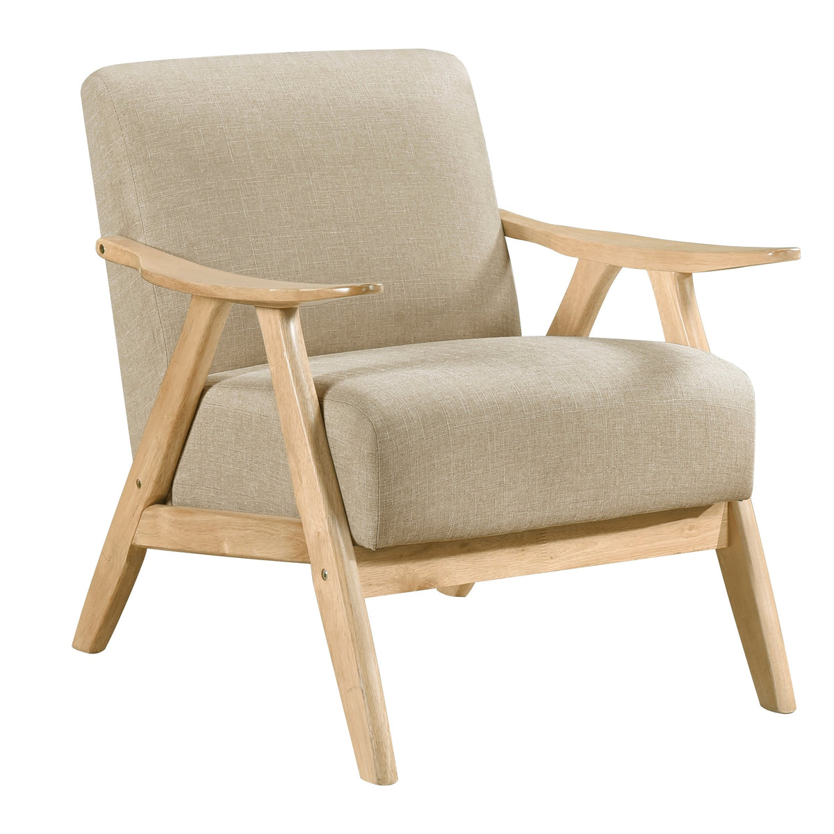 Damala Light Brown Accent Chair (Natural Finish) | Ornate Home