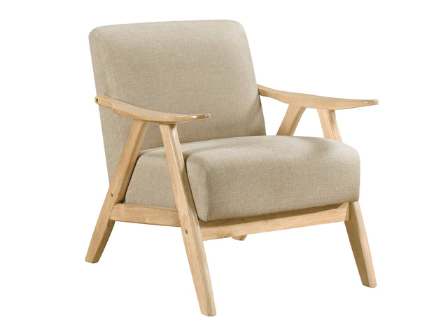 Damala Light Brown Accent Chair (Natural Finish) - Ornate Home